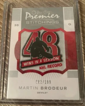 2007-08 OPC Premier Stichings Martin Brodeur /199 front