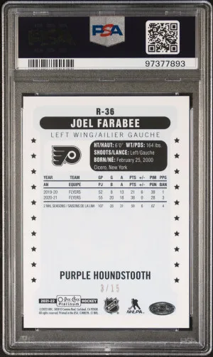 2021 Upper Deck O-Pee-Chee Platinum Retro Joel Farabee Retro-Purple Houndstooth back