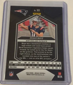 🏈2024 Panini Mosaic Football #303 Drake Maye RC- Mint 🍃 back