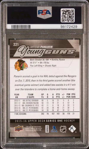 2015 Upper Deck Artemi Panarin back