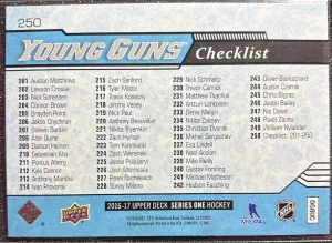 Auston Matthews/William Nylander Young Guns Checklist back