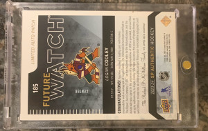 2023-24 SP AUTHENTIC FUTURE WATCH #185 LOGAN COOLEY RC PATCH AUTO 13/25 back