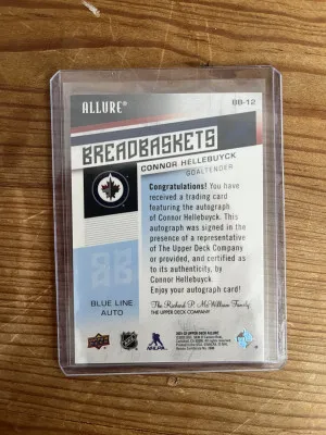 21-22 Allure Connor Hellebuyck Breadbaskets Blue Line Auto back