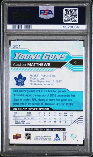 Auston Matthews Young Guns PSA 9 back