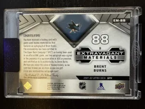 Brent Burns - 2022 Upper Deck Extravagant Materials 07/25 back
