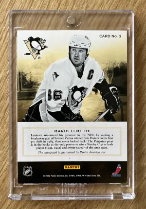 2012 Panini Prime - Mario Lemieux - Prime Signatures Autograph /99 back