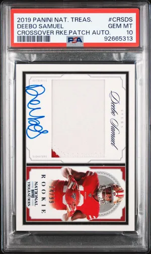 2019 Panini National Treasures Crossover Rookie Patch Autographs Deebo Samuel Crossover Rke.patch Auto. front
