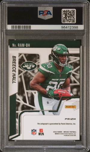2022 Panini Mosaic Rookie Autograph Mosaic Breece Hall Rookie Autograph Mosaic back