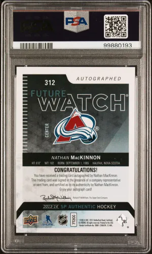 2013 Sp Authentic Nathan Mackinnon Autograph back