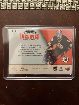 22-23 Stature Gerry Cheevers Dignified Red parallel 17/75 back