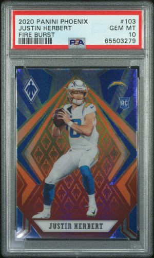 2020 Panini Phoenix Justin Herbert Fire Burst front