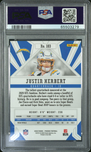 2020 Panini Phoenix Justin Herbert Fire Burst back