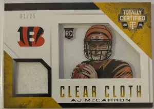 🏈 2014 Panini Clear Cloth Totally Certified Patch RC #’d 1/25 front