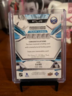 2023 Upper Deck Black Diamond Jack Quinn Jumbo Logo back