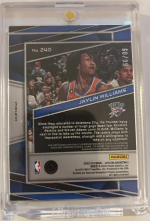🏀 2022-23 Panini Spectra Celestial Jaylin Williams /99 ROOKIE JERSEY AUTO RC back