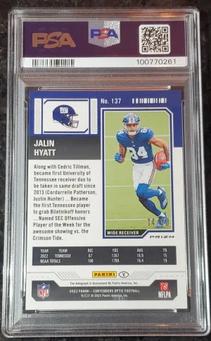 Jalin Hyatt 2023 Zenith Green Variation Auto PSA 9 back