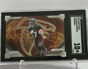 2023 Panini Prizm Bijan Robinson Fireworks SGC 10 front