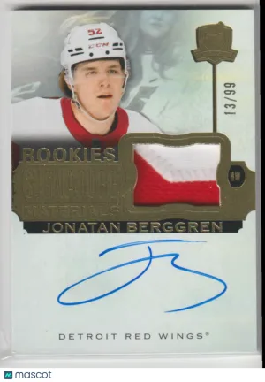 UD The Cup Rookie Signature Materials Jonatan Berggren SP-JB RC Auto /99 Patch front