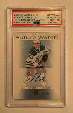 2022-23 SPA Future Watch Auto /699 Wyatt Johnston PSA 10 Auto 10 front