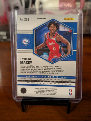 2020-21 Panini Mosaic Tyrese Maxey Res/Blue back