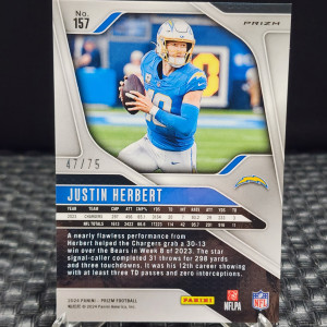 2024 Panini Prizm Green Scope #157 Justin Herbert 47/75 back