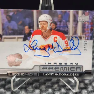 2022-23 Upper Deck Premier - LANNY McDONALD *Premier Imagery LEGENDS Auto* /50 front