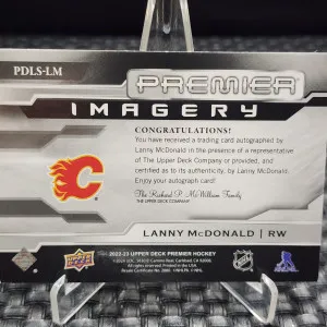 2022-23 Upper Deck Premier - LANNY McDONALD *Premier Imagery LEGENDS Auto* /50 back