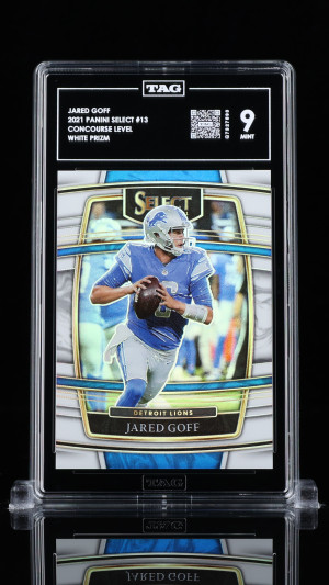 Jared Goff 2021 Panini Select Concourse Level #13 White Prizm/35 front