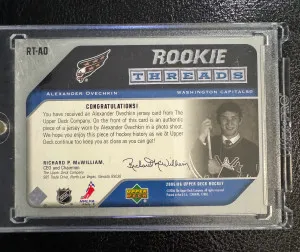 2005-06 Upper Deck Rookie Threads Jersey Alexander Ovechkin RC back