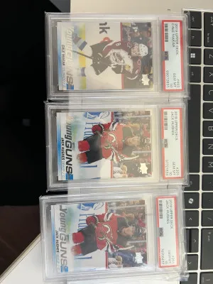 2019 Upper Deck Cale Makar Jack Hughes #493 PSA 10 back