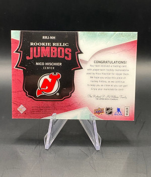 Nico Hischier Ice Rookie Relic Jumbos /15 3 Colour Patch back
