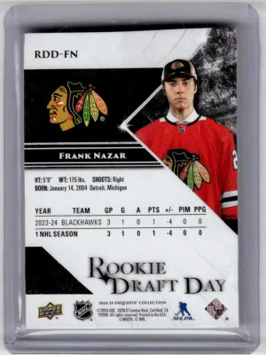 2023-24 UD Exquisite Collection Frank Nazar Rookie Draft Day 45/75 back