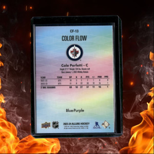 2023-24 Upper Deck Allure Cole Perfetti  Color Flow Blue Purple SP #CF-13 back