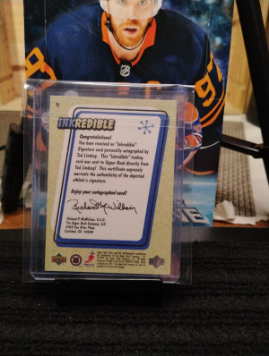 Ted Lindsay 1999-00 Upper Deck Retro Inkredible Autograph Signature back