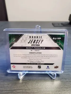 2021-22 SPx - Rookie Jersey Gold Spectrum #RJ-VP Vasily Podkolzin /99 (MEM, RC) back