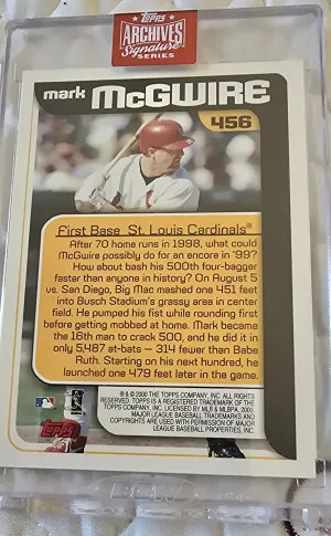 2023 Topps Archives Signature Series Mark Mcgwire Autograph 1/1 back