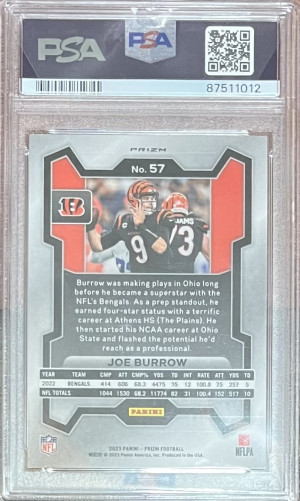 2023 Prizm Joe Burrow Orange Disco back