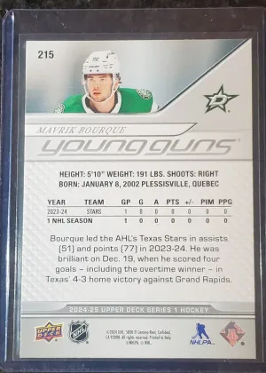 Maverik Bourque 24-25 UD Young Guns back