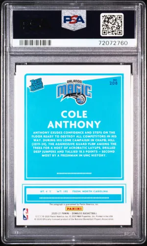 2020 Panini Donruss Cole Anthony Sig-Choice-Blue back