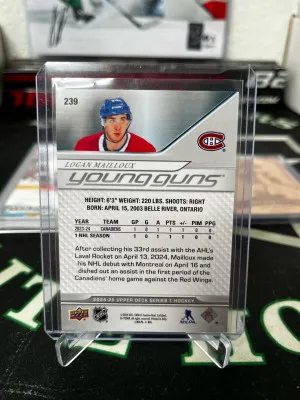 Logan Mailloux UD Exclusives Young Gun /100 back