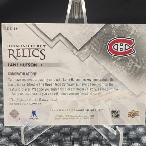 2024-25 Upper Deck Black Diamond Debut Relics Lane Hutson #DD-LH back
