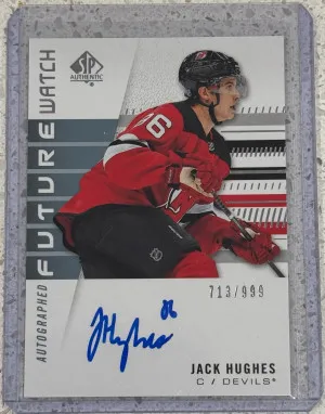 2019-20 SP Authentic Jack Hughes Future Watch Auto /999 RC front