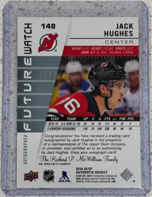 2019-20 SP Authentic Jack Hughes Future Watch Auto /999 RC back