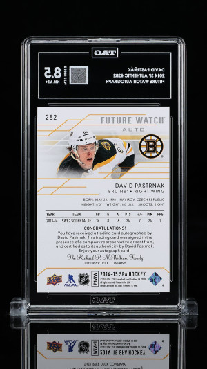 Upper Deck SP Authentic David Pastrňák #282 Rookie TAG 8.5 back