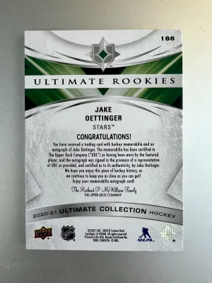2020-21 Upper Deck Ultimate Collection Jake Oettinger back