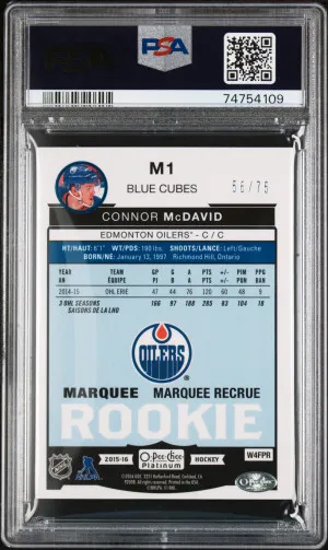 2015 O-Pee-Chee Platinum Marquee Rookies Connor Mcdavid Marquee Rks-Blue Cubes back