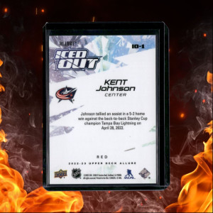 2022-23 Upper Deck Allure Kent Johnson Iced Out Red Rookie 182/299 #SF-55 back