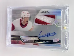 2021-22 UD PREMIER LUCAS RAYMOND RC ROOKIE PATCH AUTO JERSEY /49 front