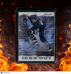 2021-22 Upper Deck Allure Nick Robertson Iced Out Blue Rookie Auto #IO-16 front