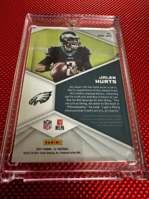 Jalen Hurts - 2021 Panini Autographed Swatches #14/25 back